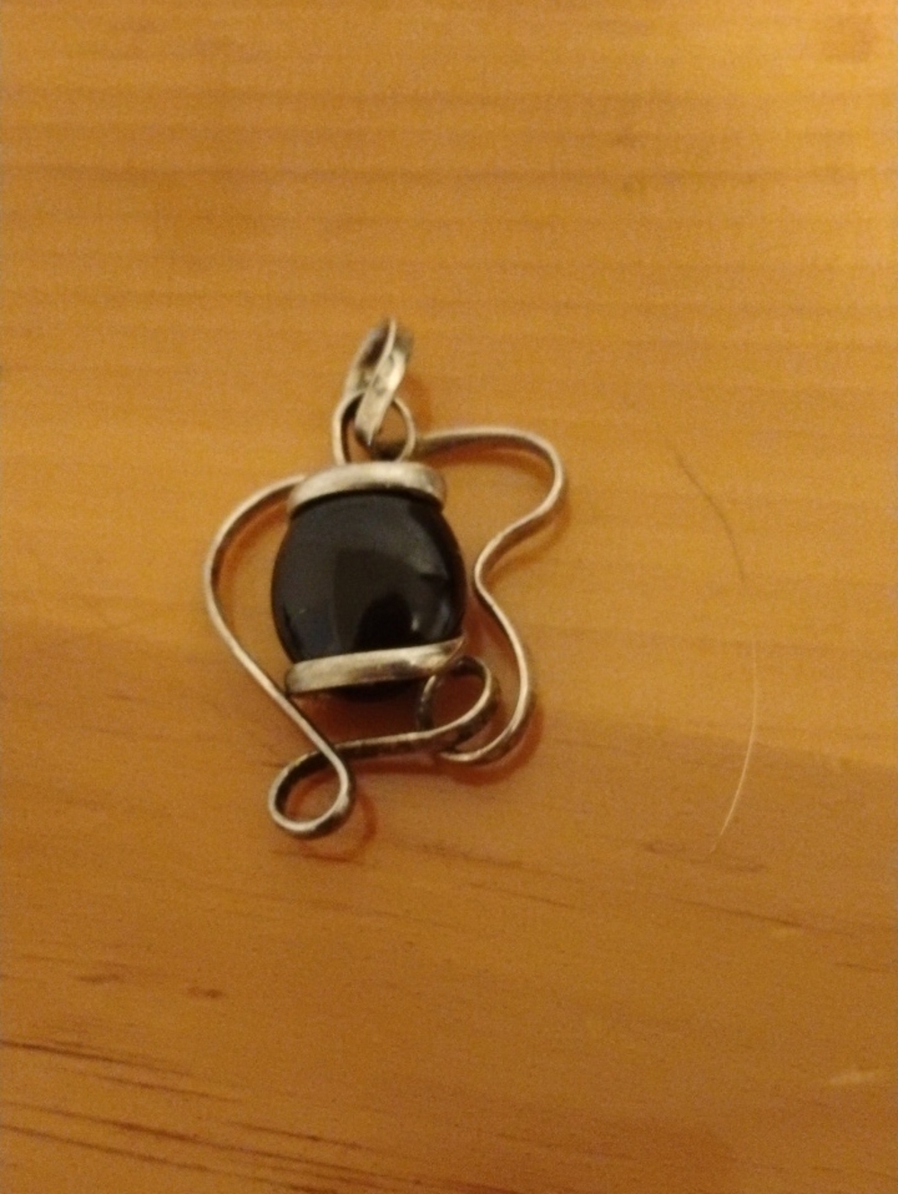 Sterling Silver Black Onyx Swirl Pendant